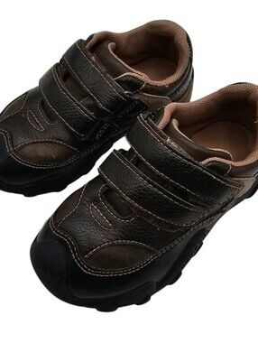 Smart Fit Toddler Boys Size 6 Hook & Loop Faux Leather Casual Sneakers Brown